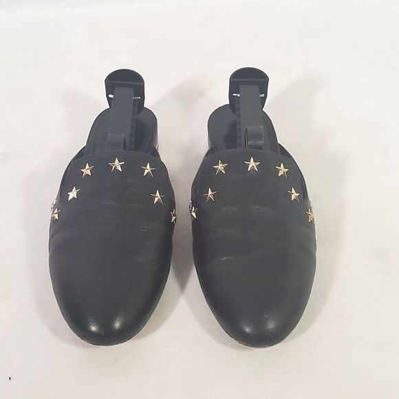 Michael Kors Star NATASHA Slide-On Mules Womens Sz 7.5 Black Leather Star Studs - Picture 3 of 16